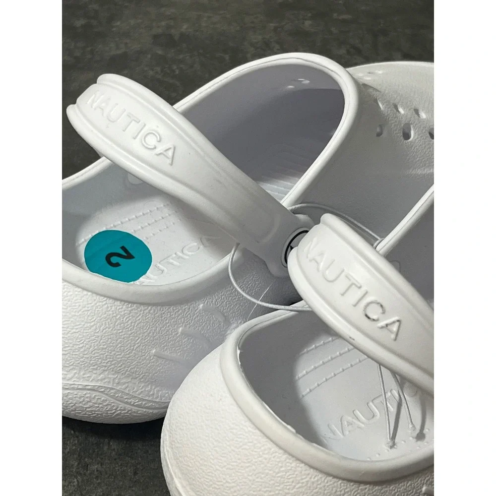 Nautica Rocky Youth Clogs Kids Size 2 White NEW Water Shoes Slip On Sandals